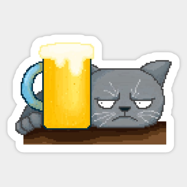 Stressful cat in need of beer Sticker by TheAlbinoSnowman